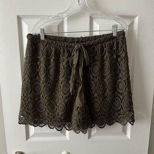 Olive Lace Shorts